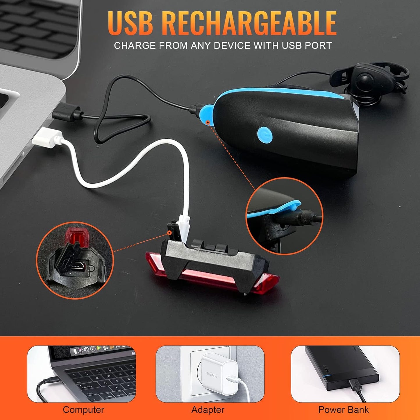 Bike Light Set USB Rechargeable